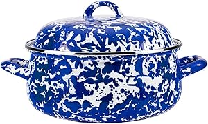 Golden Rabbit Enamelware -Cobalt Blue Swirl Pattern - 4 Quart Dutch Oven