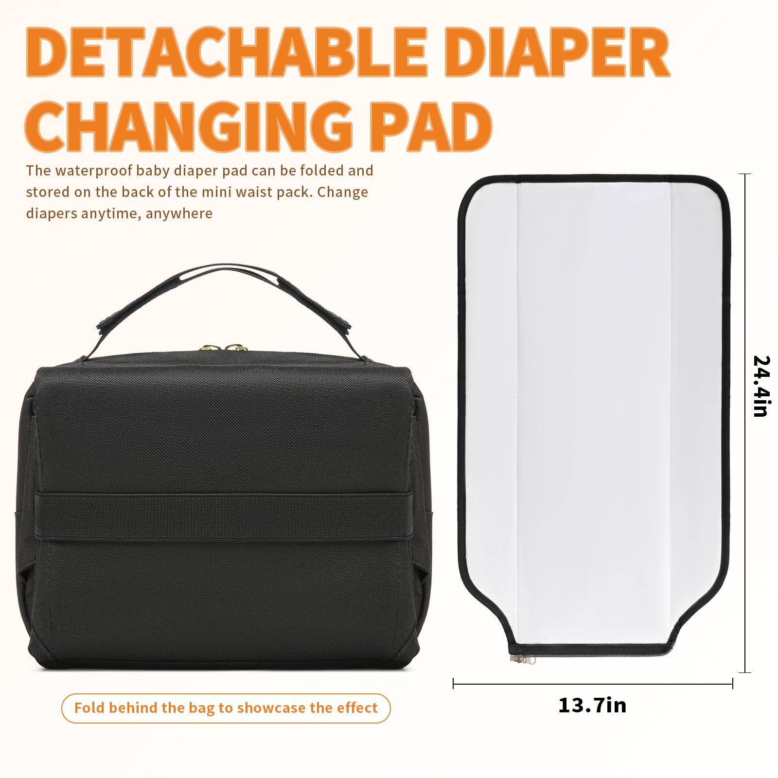 Small Diaper Bag with Portable Changing Pad,Crossbody Diaper Bag Pack with Wipes Pocket,Mini Diaper Bag Fanny Pack for Baby Travel Black