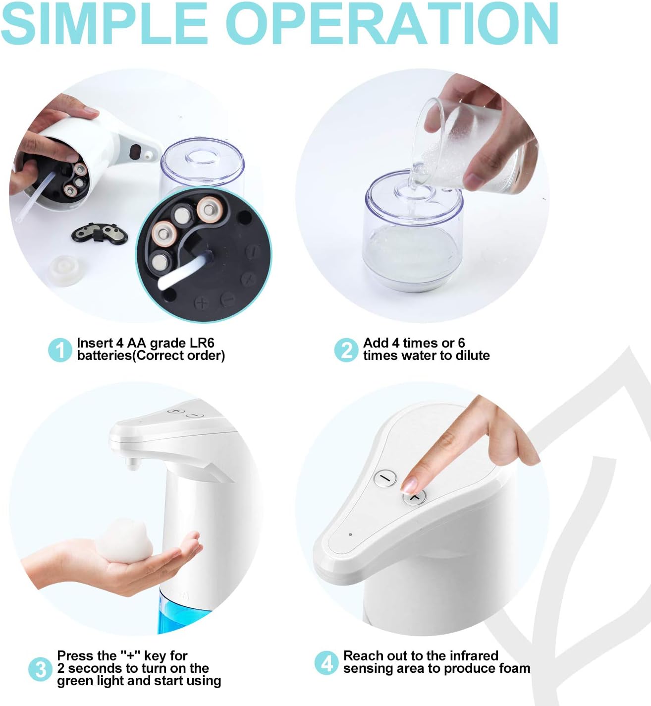 Automatic Foaming Soap Dispenser 350ml/12.3 oz, Smart Infrared Sensor Premium Waterproof IPX4, Battery Operated Countertop Automatic Soap Dispenser Touchless for Bathroom Kitchen Toilet Office Hotel: Home & Kitchen