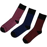 Renew Fibres Men’s Crew Socks – Thin Striped Design, Soft Cotton Blend, 3 Pairs Pack – Breathable & Lightweight for All-Day Comfort, US Size 6–12