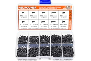 HELIFOUNER 600 Pieces M2 M2.5 M3 Phillips Flat Head Screws, Electronic Repair Screws for SSD, Laptop Notebook Computer