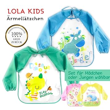 O³ Ärmellätzchen abwaschbar // 2 Baby Lätzchen mit Ärmeln // Bib für Mädchen oder Jungen wählbar // Babylätzchen wasserabweis