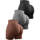 YNNTHY Women's 3 Piece Workout Shorts Scrunch Butt Lifting High Waist Gym Biker Shorts Seamless Ruched Booty Yoga Shorts S-XL