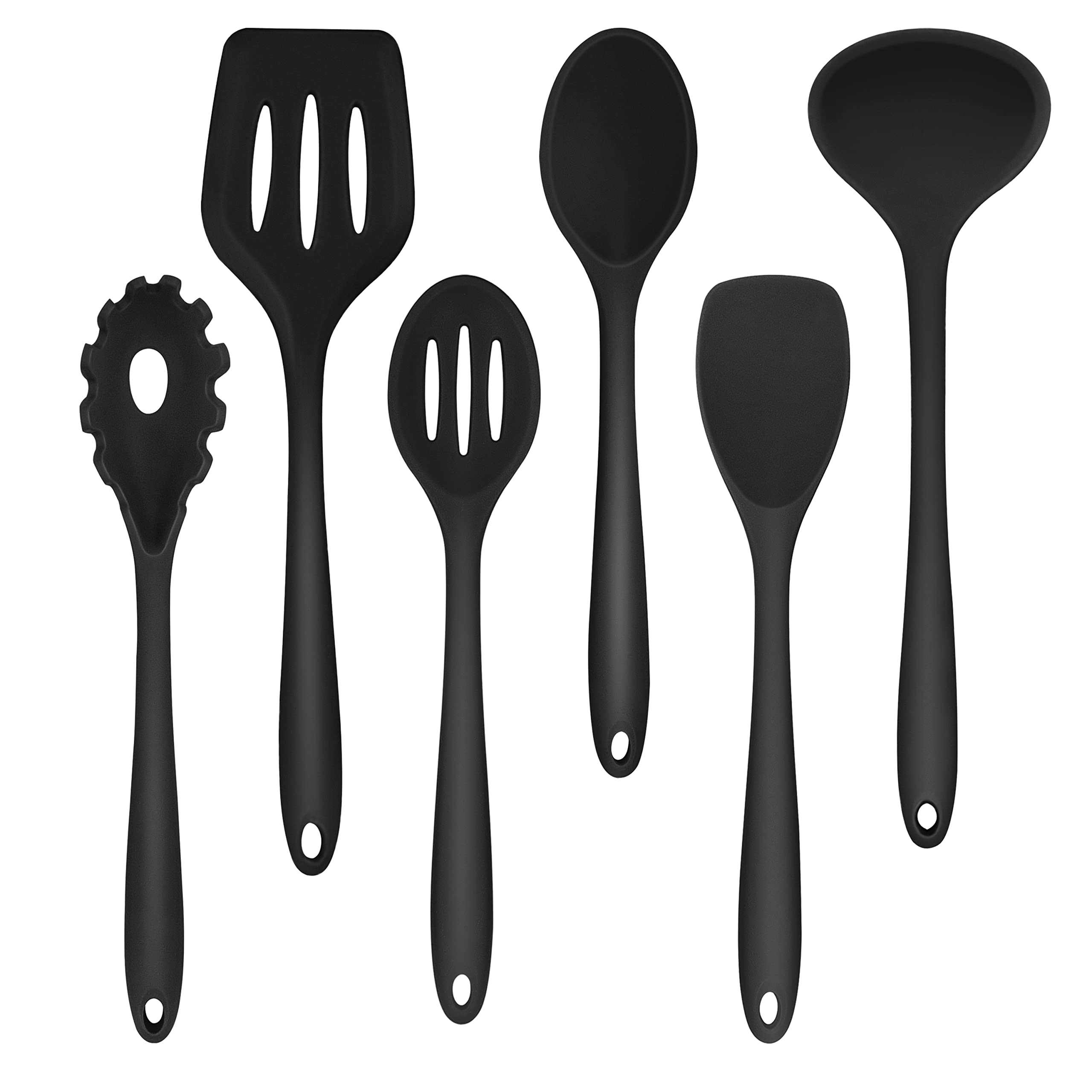 Herogo Kitchen Utensils Set, 6 Pieces Silicone Cooking Utensils Set, Baking Cooking Tools Spoon Turner for Non-Stick Cookware, Non Scratch & Heat Resistant, Dishwasher Safe (Black)