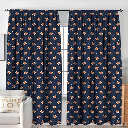 Amazon Com Nuomanan Rod Pocket Curtains Fox Orange Small Forest