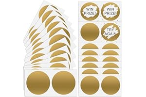 Shpucise 50Pcs Gold Scratch Off Stickers, 2 Inch Round Label Stickers, Self-Adhesive Peel and Stick DIY Labels, Circle DIY La