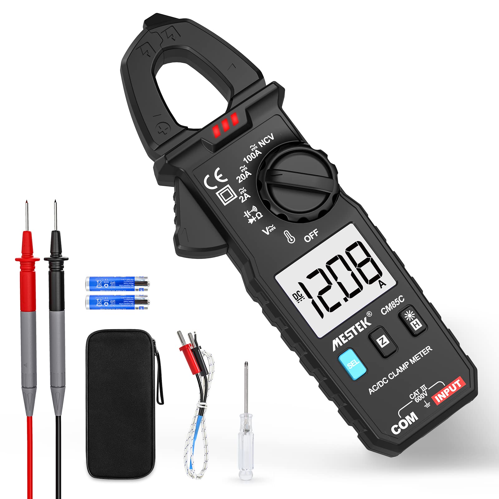 Clamp Meter Digital Multimeter MESTEK Voltage Tester AC DC Current Electric Meter Auto Ranging Ture-RMS NCV Amp Volt Ohm Diode Resistance Frequency Capacitance Continuity Temperature Circuit Tester