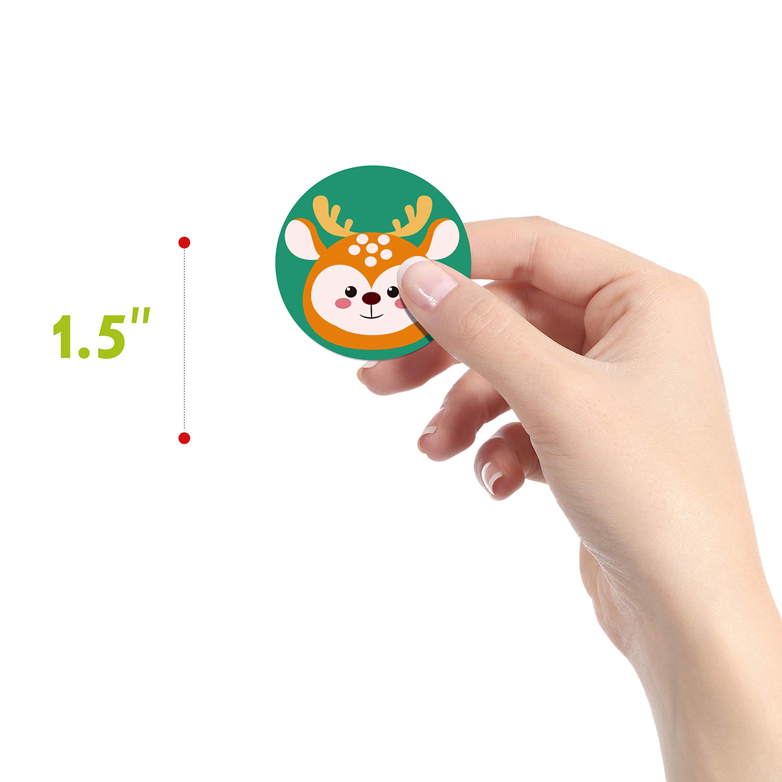 600 Adorable Round Animal Encouraging Incentive Stickers in 16 Designs with Perforated Line Expanded Version (Each Measures 1.5