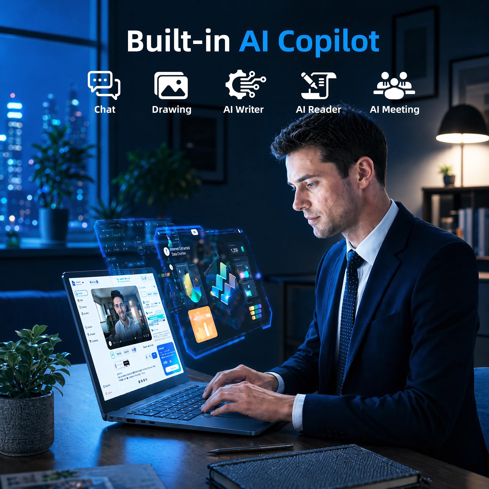 Liuord Laptop 18,5 Zoll 16GB RAM 256GB SSD, Copilot AI Notebook Core i3 (bis zu 3,9 GHz), 8000mAh Akku, Win 11, WiFi 6, FHD Display 180° Betrachtungswinkel, HDMI, USB-C Multifunktionsanschluss 3