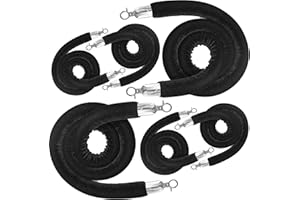 JLXMAXLJ 6PCS Black Velvet Stanchion Rope 5 Ft Crowd Control Ropes Barrier with Silver Hooks for Party
