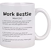 Livinges Work Bestie Mug Work Bestie Gifts For Women Funny Office Mugs, Bestie Mugs Coffee Mug Funny Work Mugs Gifts for Friends Best Coworkers, Employee Favorite Co Worker The Office Bff Mug 11oz