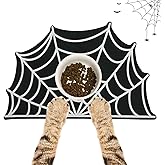 Halloween Dog Cat Mat for Food &amp; Water Feeding, Spider Web 23.6''x15.7'' | Waterproof Dog Cat Food Mats Gothic Pet Mat for Floors Super Absorbent Placemat for Pet Food Water Bowl Pets Accessories