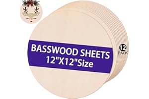 HEKOOLA 12 Pack 12" Wood Circles for Crafts, Round Wooden Discs for Crafts, 3mm Unfinished Blank Wood Signs for DIY Crafts, D