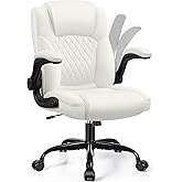 Leather Office Chair, PU Home Computer Desk Chairs with Ergonomic Back Support, 360°Swivel Free,Small Gaming Chair with Wheels and Adjustable Armrests, for Short People Use