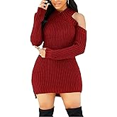 Sweater Dresses for Women Casual Sexy Off Shoulder Long Sleeve Knit Pullover Winter Pullover Dress