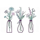 RISCORIO 3 Pieces Flower Wall Decor Minimalist Wall Art, Metal Flowers Wall Arts for Dining Room, Living Room, Bedroom, Bathr