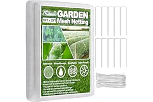 Mckanti 10x20FT Garden Mesh Netting, Fine Plant Covers with 50Pcs Cable Ties & 10Pcs Garden Nails, Garden Bed Netting Cover for Plants Vegetables Garden Row Greenhouse Patio Barrier Net