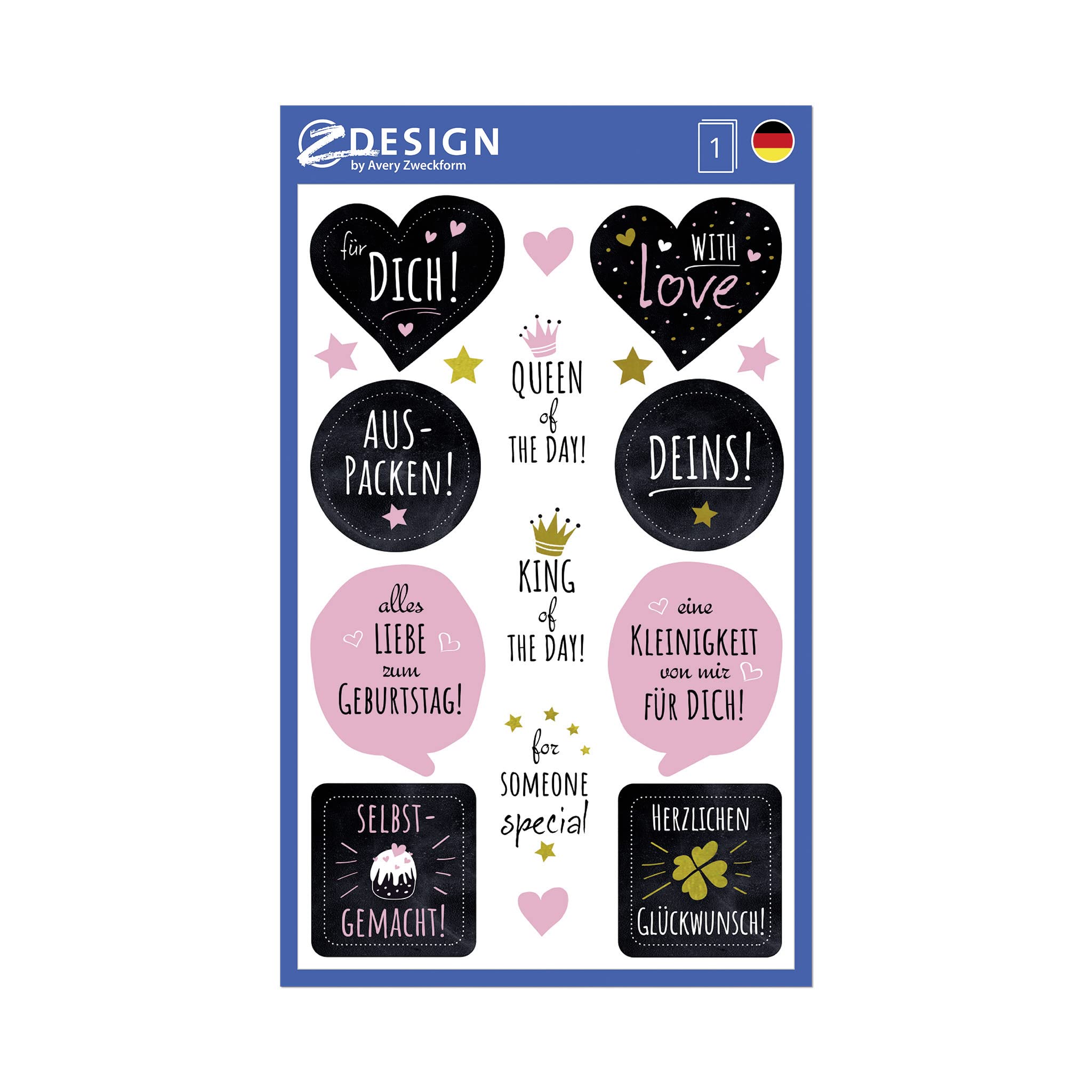Avery Zweckform Stickers Design Birthday 76X120 MM Sheet Large