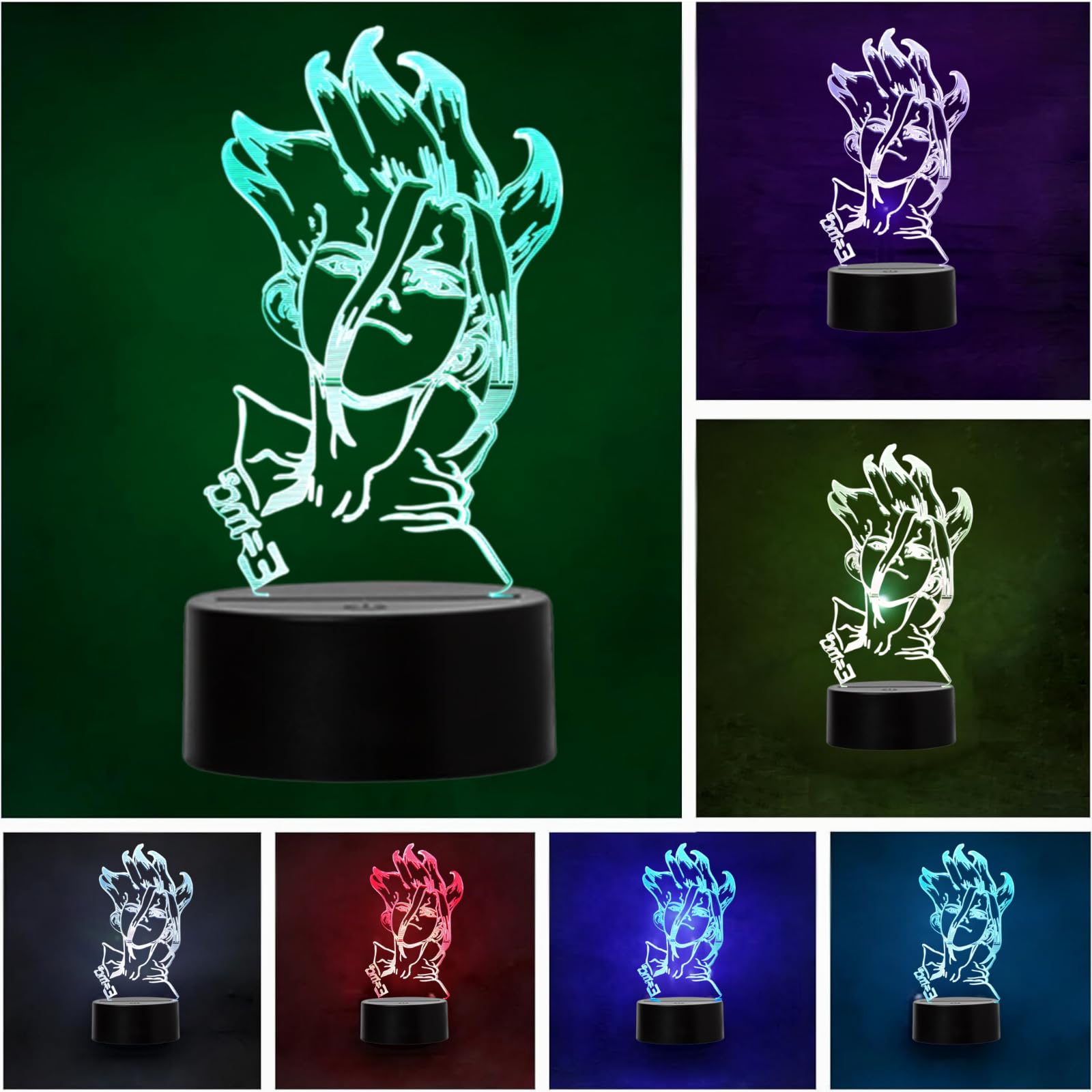 LED Anime Manga Lamp Dr. Stone Senku Ishigami Color Changing USB Night Light and Decoration
