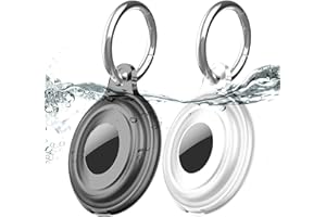MOZOTER 2 Pack IPX8 Waterproof Compatible with AirTag Keychain Holder Case,Lightweight, Anti-Scratch, Easy Installation,Soft Full-Body Shockproof for Luggage,Key Ring,Dog Collar,Belt Key Clip(Black/Clear)