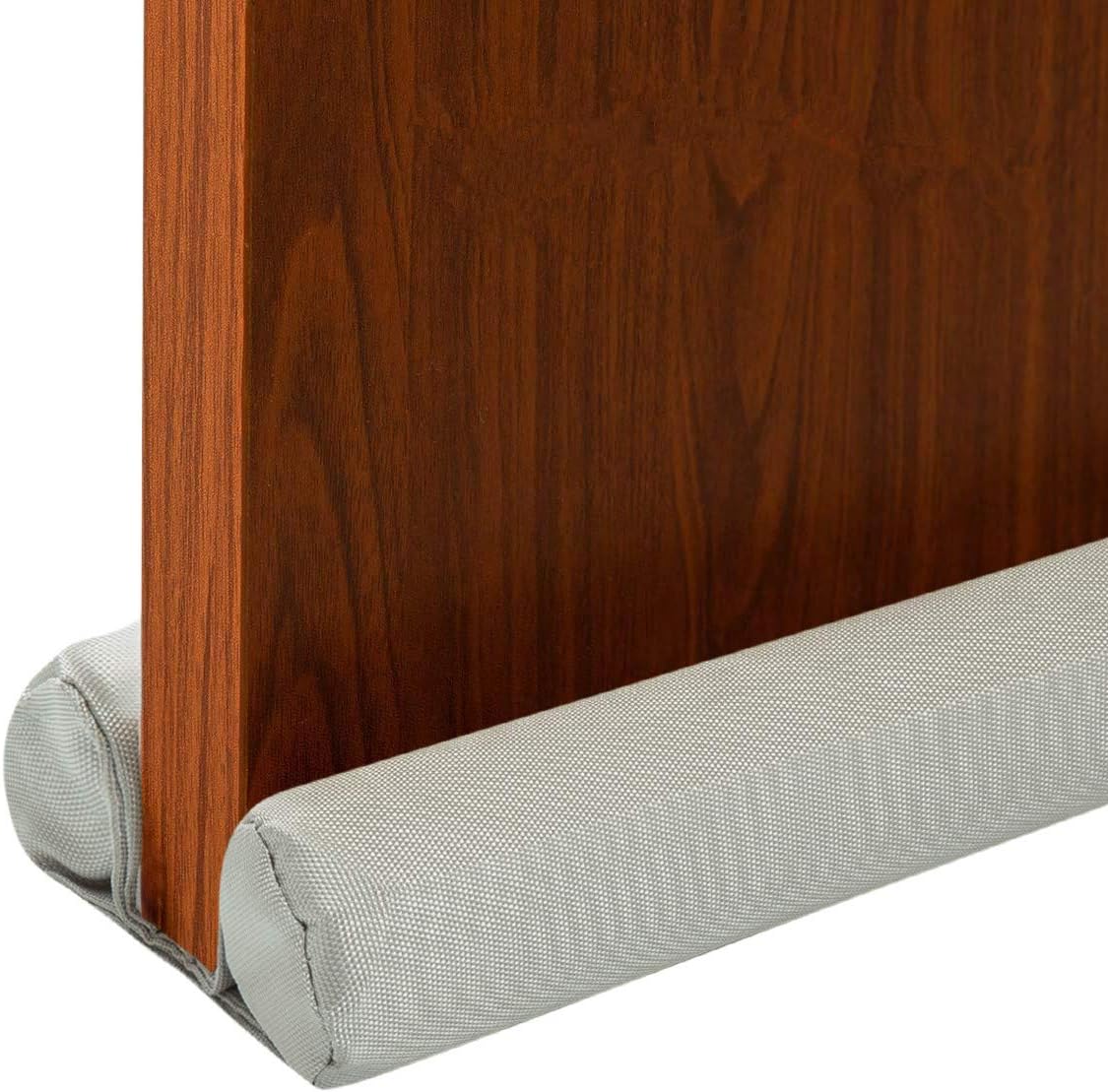 Draft Stoppers - Door Draft Stopper Twin Bottom of Door Sweep Weather Stripping Dust Noise Blocker Under Door Seal, Adjustable Size 32-36 Inch (Ivory)