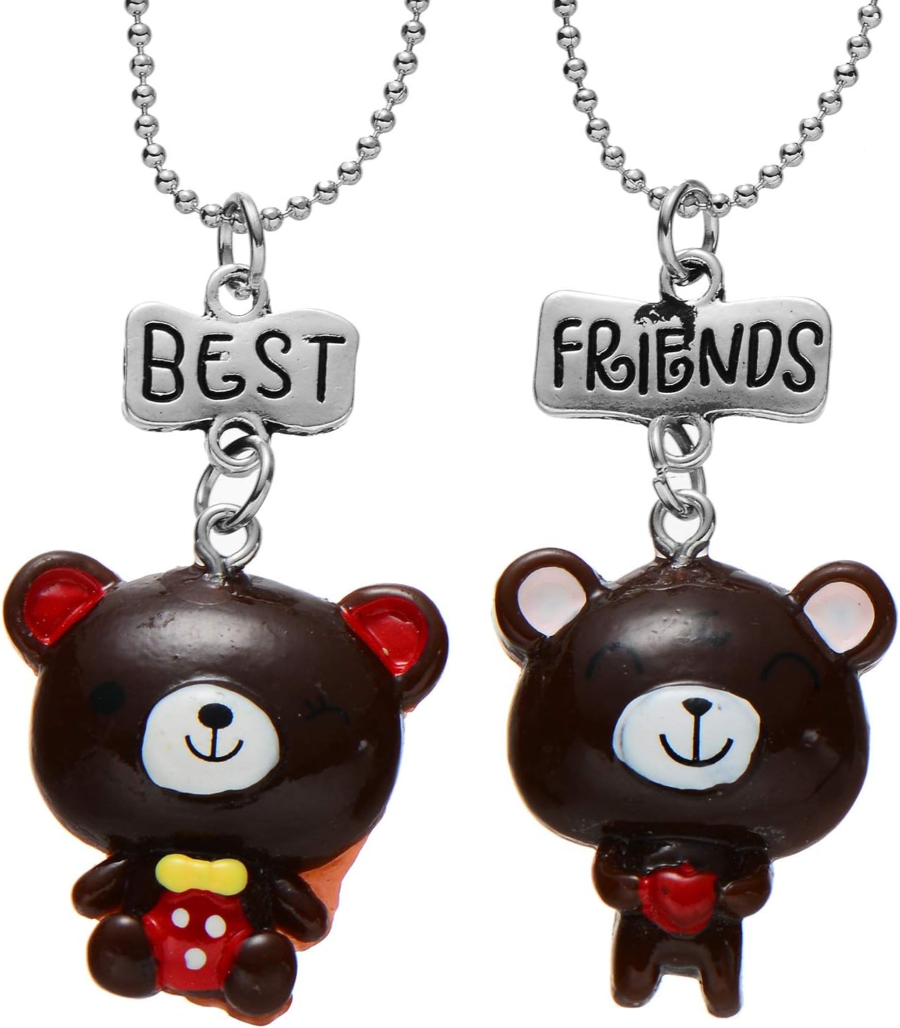 FSMILING Friendship Necklace Set Best Friend Necklaces for 2 BFF (Brown Bear)