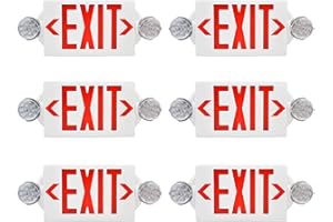 AKT LIGHTING Emergency Exit Light, Adjustable Two LED Head Exit Sign Light, Commercial Emergency Exit Lighting Combo with Back-up Battery for Business UL Certificated(Red, 6 Pack)