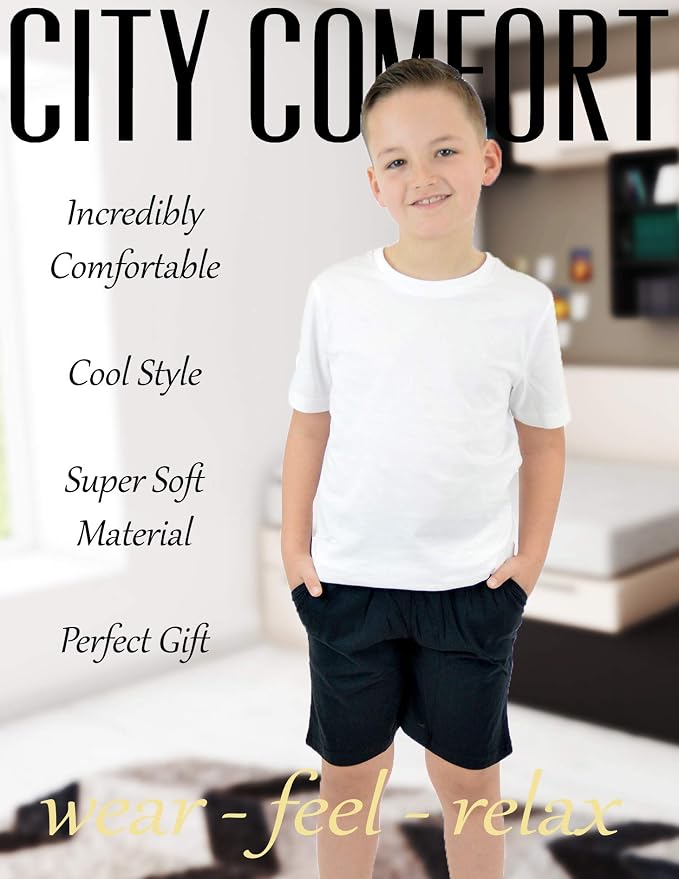 Bambini e ragazzi Bermuda Blu Navy \u0026 Grigio Scuro O Nero \u0026 Grigio Chiaro Pantaloni  Corti Sportivi con 2 Tasche Laterali CityComfort Set 2 Bermuda Jersey  Abbigliamento laaldeasanicolas.es
