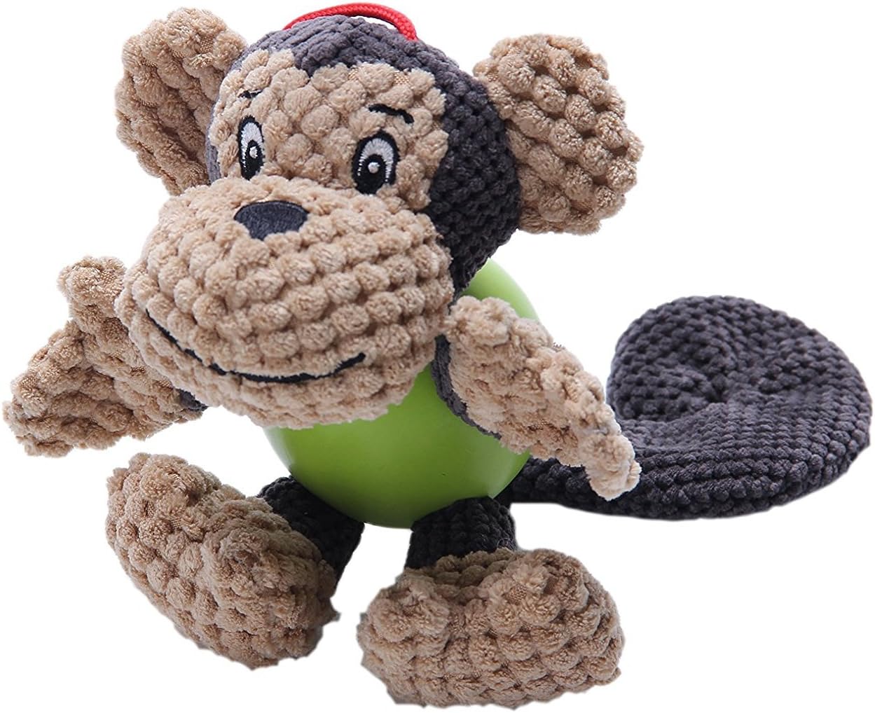 CandyPlay Multifunctional Dog Squeaky Plush Toy with Rubber Ball Doggy Training Toy Preventing Depression Toy for Small Medium Dog
