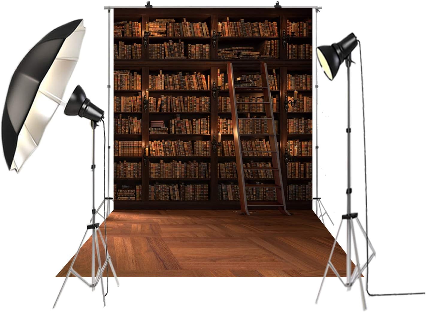4x6ft Bookshelf Backdrop Photography Background Ancient Style Indoor Decoration Bookcase Wall Wooden Floor Vintage Backdrop for Photo Studio Props kp-004