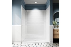 AquivaCoast Shower Wall Panels, 32D x 60W x 78H, 1" Thick Solid Surface 4-Panel Shower Surround Kit, Waterproof, Glossy White Subway Tile Design, Drill Installation Required