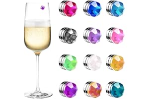 PENTA ANGEL Wine Glass Marker 12Pcs Reusable Colorful Crystal Drink Wine Cup Bottle Identifiers Label Tag for Bar Party Champ