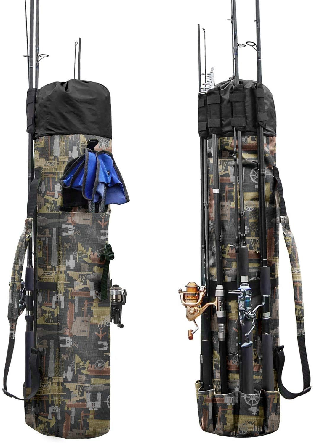 Photo 1 of Allnice Fishing Tackle Bag Oxford Fishing Rod Case Portable High-capacity Fishing Pole Carry Organizer Outdoor Waterproof Fishing Tools Storage Bag for Fisherman (Multiolor)