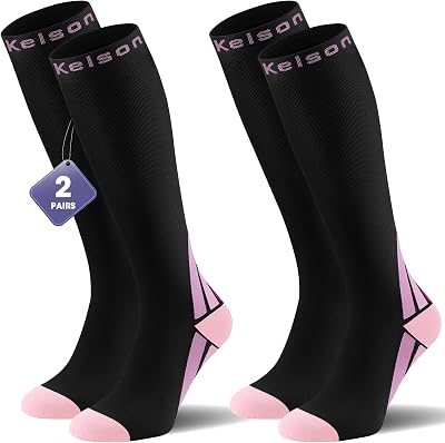 Calves Kelson Compression Socks 20-30 mmHg 2 Pairs Knee High Unisex