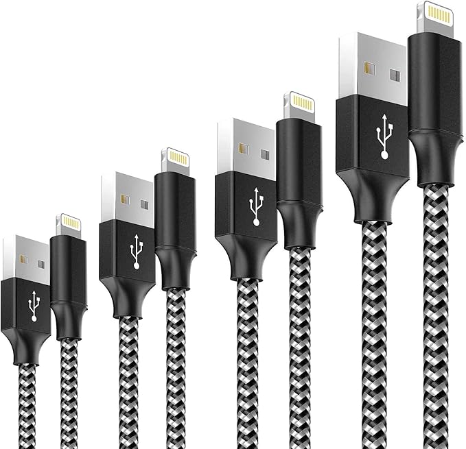 Cable Cargador iPhone, [4pack 0.5M 1M 2M 3M] MFI Cable Lightning Carga
