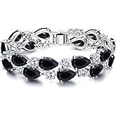 EVER FAITH Gorgeous Cubic Zirconia Birthstone Elegant Dual Layer Tear Drop Wedding Prom Tennis Bracelet for Women