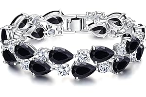 EVER FAITH Gorgeous Cubic Zirconia Birthstone Elegant Dual Layer Tear Drop Wedding Prom Tennis Bracelet for Women