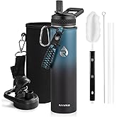 RAYMYLO Insulated Water Bottle 24oz, Triple Wall Vacuum Stainless Steel (Cold for 48 Hrs, Hot for 24Hrs), Leak Proof & Non-BPA, 24oz Hydro Water Flask with Paracord Handle & Straw Spout Lids