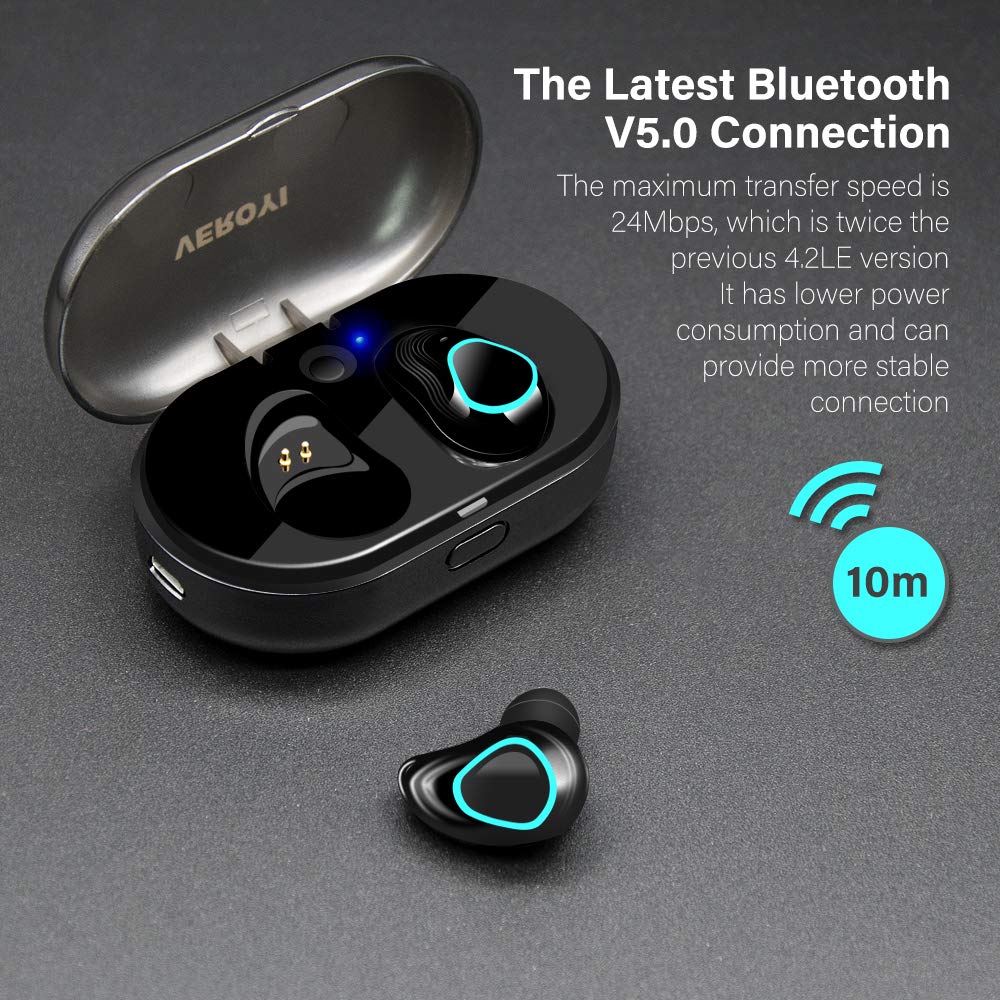 Veroyi TWS-E9 Bluetooth 5.0 Wireless in-Ear Earbuds True Wireless Stereo Headphones, HiFi Bass Sound.