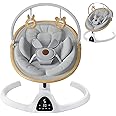 Baby Swings for Infants, Fasonbaby Bluetooth Infant Swing with Music Speaker with 3 Seat Positions, 5 Speeds and Remote Control - Portable Baby Swing for Indoor and Outdoor (White)