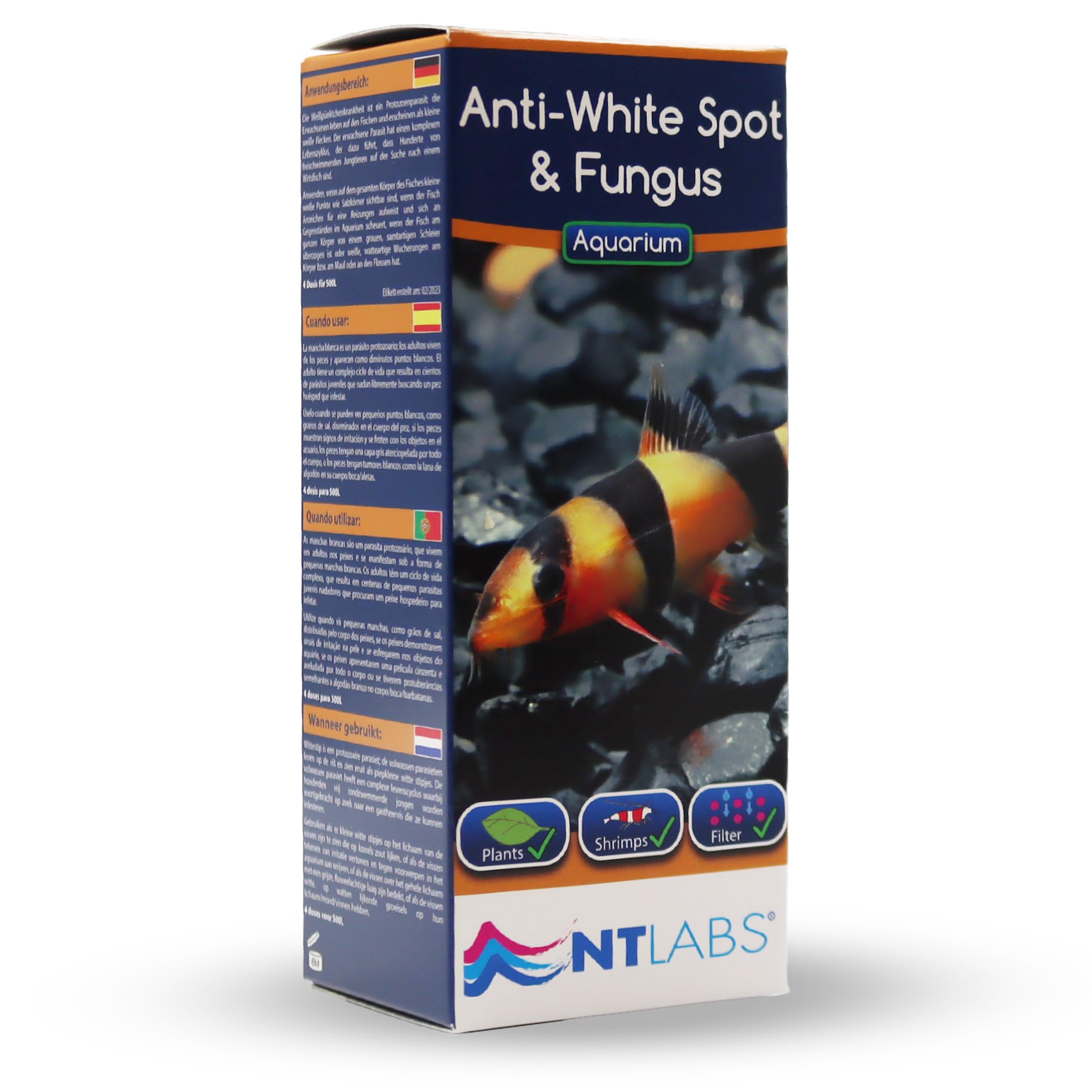 NT Labs Aquarium Anti White Spot & Fungus Treatment, Cures White-Spot Disease, Treats Fish Fungus, Freshwater Aquarium Medicine (100ml - Treats 500L)