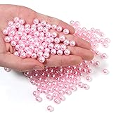 Chuyau 500pcs Pink 8mm Pearl Beads with Hole Round Pearls for Crafting Loose Pearl Beads for Jewelry Making Fake Pearls Bead for Bracelets Necklaces Earrings Key Chains Accessories DIY