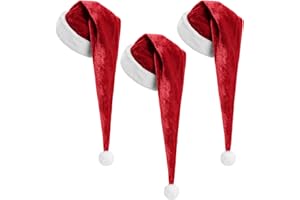Cozypower 3 Pcs Christmas Santa Hat for Adults with Plush Brim Thicken Unisex Velvet Classic Xmas Holiday New Year Party