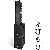 PRORECK Stage Pro 12 8000W Powerful PA Speaker System with 4 Line Array Speakers, Dual 12" Subwoofer, 3 DSP Presets, TWS Bluetooth, Sound, Ideal for DJs, Weddings, Meetings, Live Events