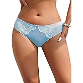 sunshinelady Womens Lace Panties Cotton Sexy Underwear Cheeky Bikini with Bow Stretch Hipster Soft Breathable Briefs S-2XL