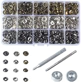INNEOTC 90 Sets - 12mm(1/2") Metal Gunmetal Black Plated Steel Snaps Fastener Leather Rapid Rivet Button Sewing with Seting Tool (12mm, Mixed)
