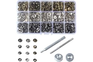 INNETOC 60 Sets 15mm 5/8" Mixed Heavy Duty Snap Fasteners Kit, Metal Snaps for Leather Crafts Sewing Repair Clothing Button Kit with Snap Installation Tool