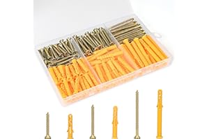 Aovchei Drywall Anchors Kit, 170pcs, 85 Plastic Drywall Anchors and 85 Philips Flat Head Screws, 3 Size #6 * 30#6 * 40#6 * 60, Wall Hanging Kit for Hanging Picture Frame, Shelf Brackets, Curtain Rod