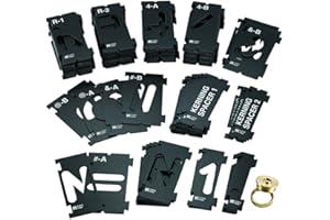 Rockler Router Letter Template Set (1-1/2”H - 99 Pieces) – State Park Font Letter Router Template – Interlocking Sign Making Templates w/Letters, Numbers, & More - Interlock Signmaker's Templates