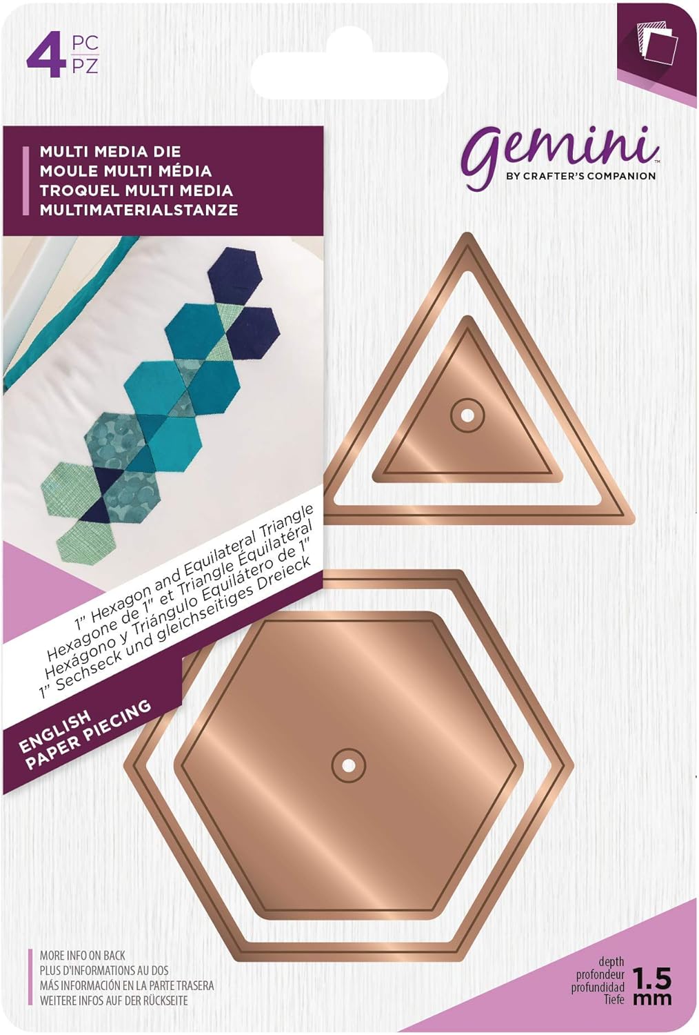 Crafter's Companion GeminiMulti Media English Paper Piecing 1" Hexagon